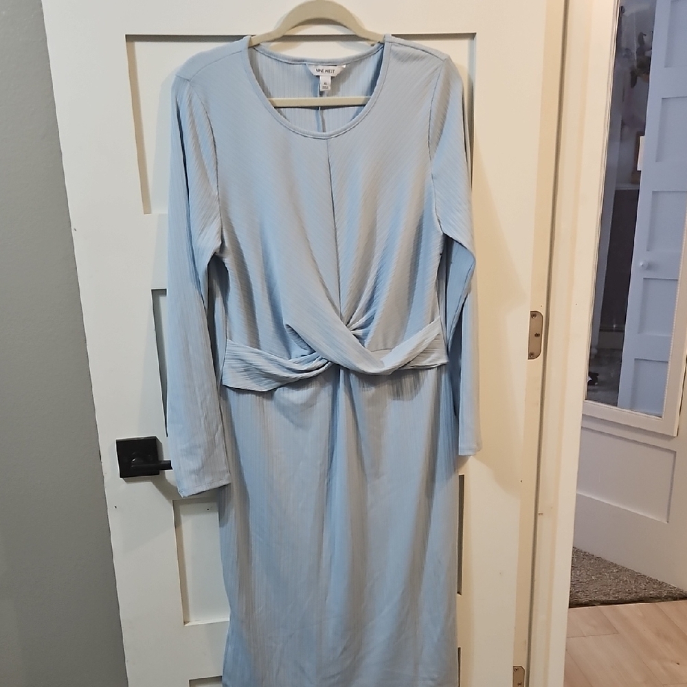 Nine West Light Blue Long Sleeve Dress